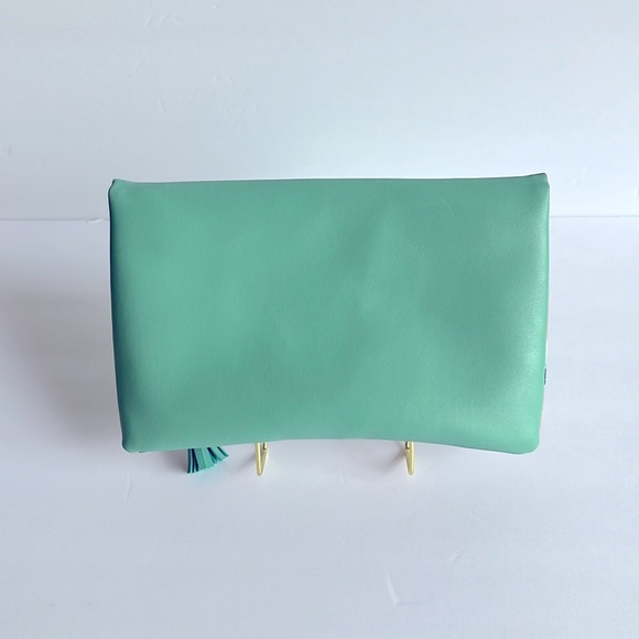 Rachel Pally Clutch Reversible Birds of Paradise Print Peach Mint Green - Picture 2 of 11